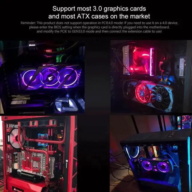 Alt view image 6 of 6 - VGA Graphics Cards Vertical Bracket PCIE 3.0 X16 Extension Cable Cards PCI Express Cable Extender for ATX PC Case 20cm