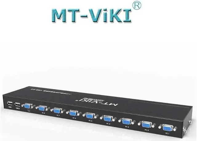 Alt view image 3 of 6 - KVM Switch 8 Port KVM Switch VGA USB+8 Cables 2 in1 & Wired Extended Selector, MT-VIKI 8x1 Rackmount KVM VGA Switch