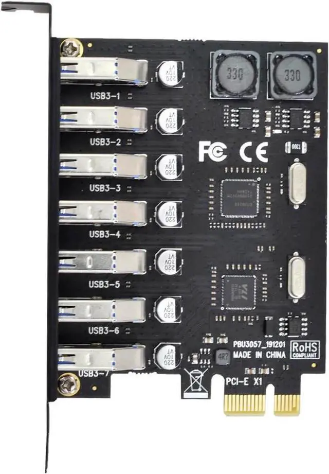 Alt view image 2 of 3 - PCI-E to 7 Ports USB 3.0 HUB PCI Express Expansion Card Adapter 5Gbps for Motherboard