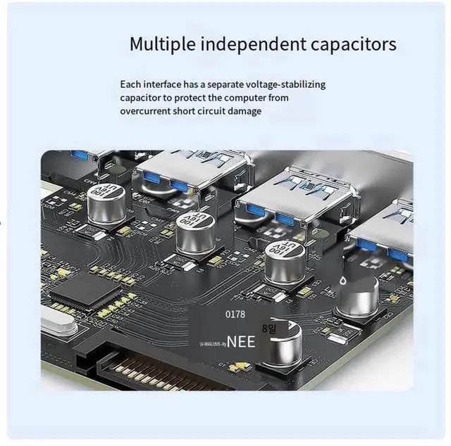 Alt view image 2 of 5 - PCIE to 4xUSB 3.0 expansion card and 4-pin to 15-PIN cable desktop motherboard adapter expansion panel