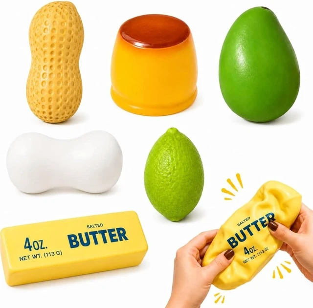 Main image of Crunchy Squishy Toys, Slow Rising Squishy Fidget Squeeze Stress Ball 6 PCS
Crunchy Butter, Peanut, Mango, Lemon, Pudding & Soap; Sensory Fidget Squeeze Toys for Adults & Teens, Fun Desk & Party Gifts