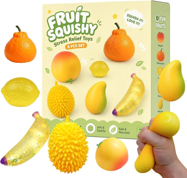 Main image of 6PCS Kawaii Fruit Squishy Stress Relief Squishies Cute Soft Fidget Toy Set
Slow Rising Squeeze Sensory ASMR Toys Moldable Calming Desk Decor Novelty Gift for Adults Party Favor