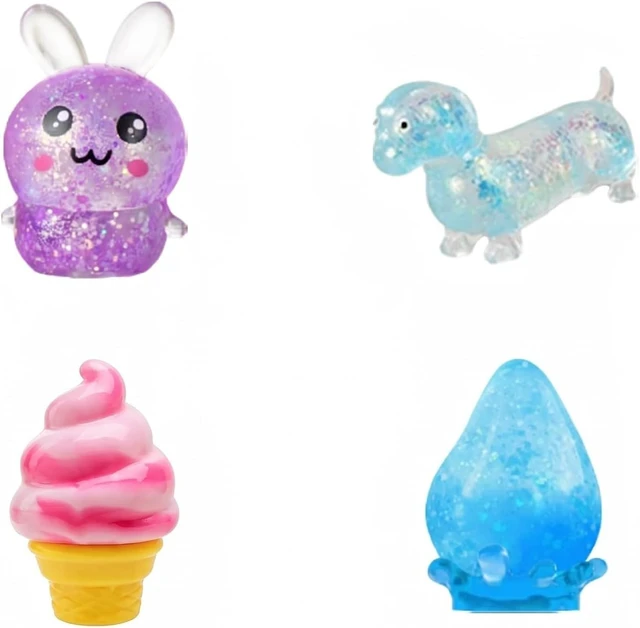 Alt view image 2 of 5 - 4Pc Cute Glitter Squishy Squeeze Toy Set Kawaii Soft Stress Relief Fidget
Bunny Ice Cream Dinosaur Glitter Squishies Slow Rising Sensory Toys Calming Anxiety Relief Cute Gift for Adults Desk Decor