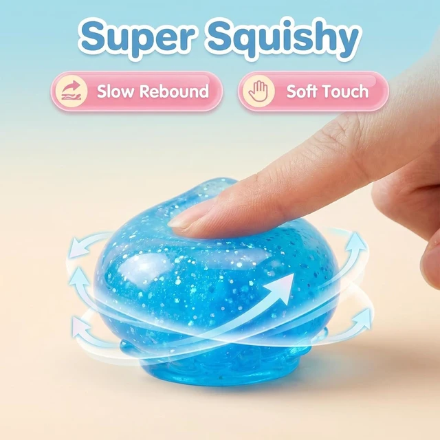 Alt view image 3 of 5 - 4Pc Cute Glitter Squishy Squeeze Toy Set Kawaii Soft Stress Relief Fidget
Bunny Ice Cream Dinosaur Glitter Squishies Slow Rising Sensory Toys Calming Anxiety Relief Cute Gift for Adults Desk Decor
