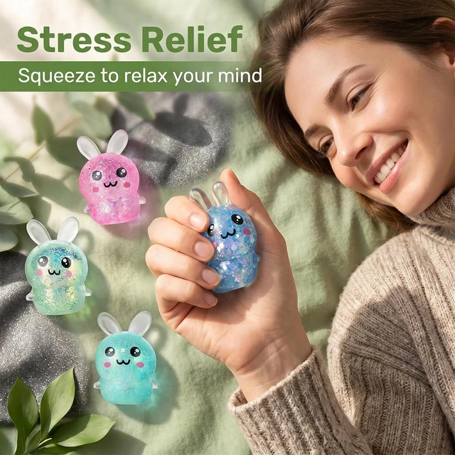 Alt view image 5 of 6 - 4 Pack Glitter Bunny Squishy Toy Cute Kawaii Soft Stress Relief Squeeze Set
Sparkly Rabbit Fidget Sensory Slow Rising Calming Anxiety Relief Desk Decor Cute Novelty Gift for Adults