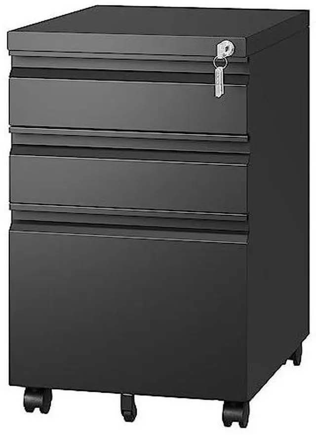 Main image of 3 Drawer Mobile File Cabinet with Lock,Under Desk Metal Filing Cabinets for Home Office Organizer Letters/Legal/A4((Fully Assembled-Black)