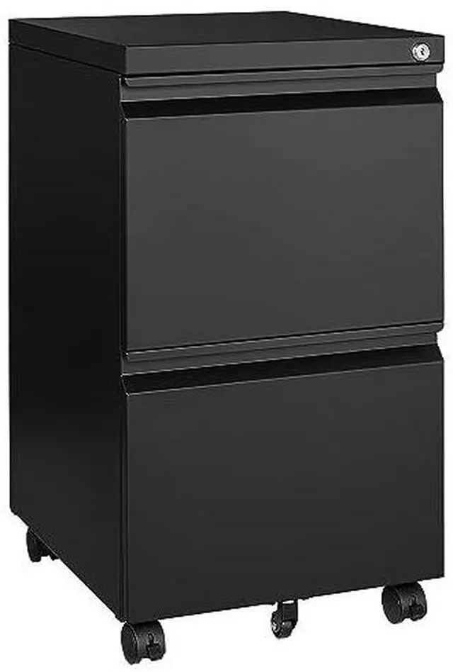 Main image of Mobile File Cabinet with Lock,2 Drawer Under Desk Metal Rolling Filing Cabinets for Home Office Organizer Letters/Legal/A4(Fully Assembled-Black)