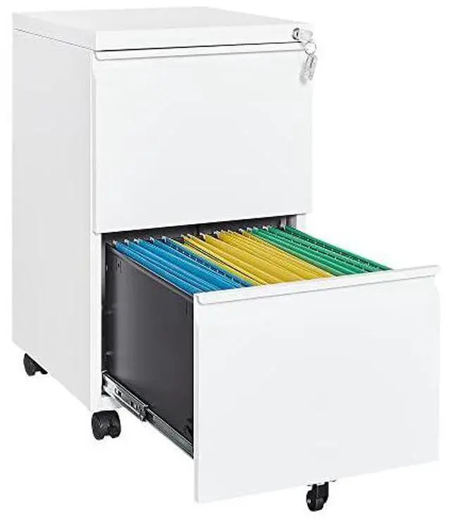 Main image of 2 Drawer Mobile File Cabinet with Lock,Under Desk Metal Filing Cabinets for Home Office Organizer Letters/Legal/A4(Fully Assembled-White)