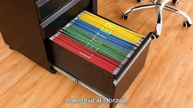 Alt view image 7 of 7 - 3 Drawer Mobile File Cabinet with Lock,Under Desk Metal Filing Cabinets for Home Office Organizer Letters/Legal/A4((Fully Assembled-Black)