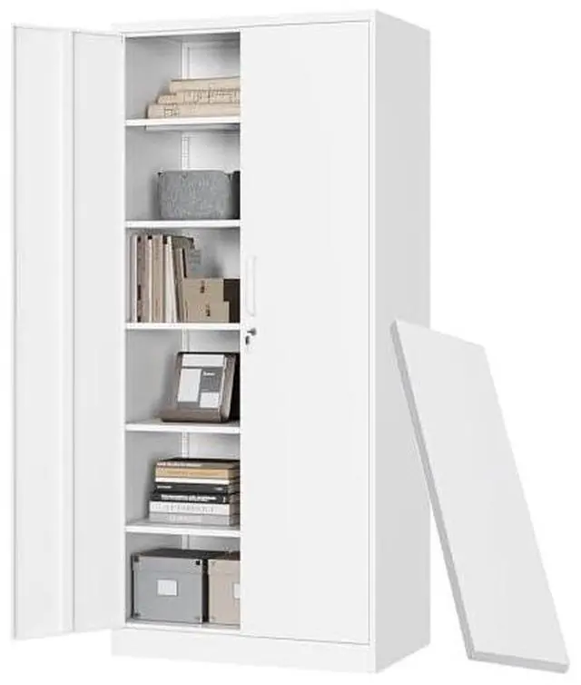 Main image of Metal Storage Cabinet with Lock Door Adjustable Shelf,72" Steel Lockers for Office, Home,School,Kitchen,Garage Tool Utility Cabinet (2 Door-White)