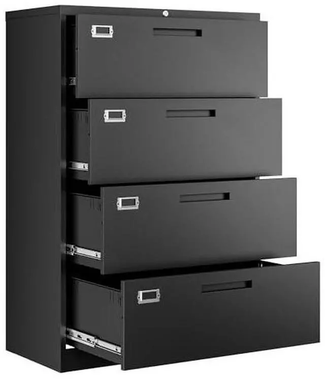 Main image of File Cabinets,4 Drawer Metal Lateral Filing Organization Storage Cabinets with Lock,Home Office for Hanging Files Letter/Legal/F4/A4 Size (Require Assembly)