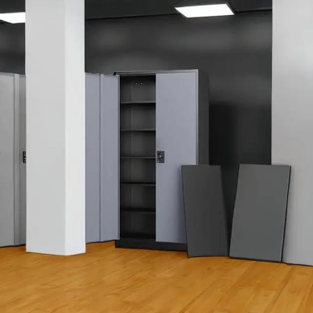 Alt view image 5 of 7 - Metal Garage Storage Cabinets with Lock Door and Adjustable Shelves, Steel Tool Cabinets for Home,Office,Warehouse Organisieren (Black Gray)