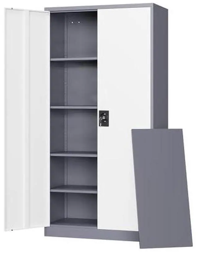 Main image of Metal Garage Storage Cabinets with Lock Door and Adjustable Shelves, Steel Tool Cabinets for Home,Office,Warehouse Organisieren (Gery White, 71" H)