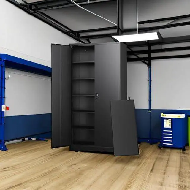 Alt view image 5 of 7 - Metal Garage Storage Cabinets with Lock Door and Adjustable Shelves, Steel Tool Cabinets for Home,Office,Warehouse Organisieren (Black)