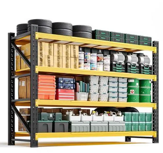 Main image of 4000LBS Heavy Duty Storage Shelves,70" H Metal Garage Shelving Units,4 Tier Large Tall Industrial Shelving,Adjustable Utility Rack Shelf for Warehouse,Basement (Yellow, 60" W x 24" D x 70" H)