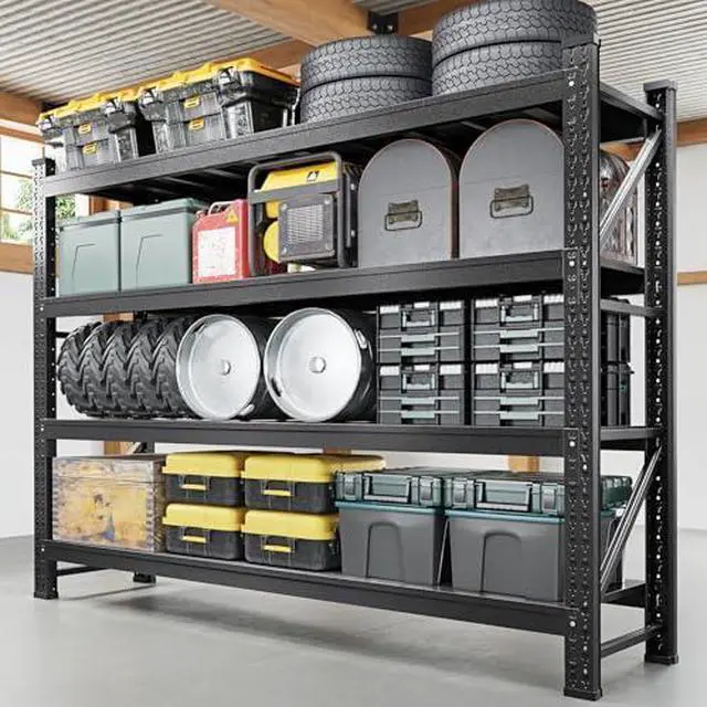 Main image of 8000LBS Storage Shelves Heavy Duty,75" W Garage Shelving Units, 4 Tier Adjustable Utility Rack Shelf,Large Metal Industrial Shelves,for Shop,Warehouse,Basement,Black (75" W x 24" D x 70" H)