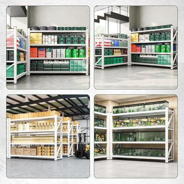 Alt view image 5 of 6 - 6000LBS Storage Shelves Heavy Duty,79" W Garage Shelving Units, 4 Tier Adjustable Utility Rack Shelf,Large Metal Industrial Shelves,for Shop,Warehouse,Basement (79" W x 24" D x 79" H)