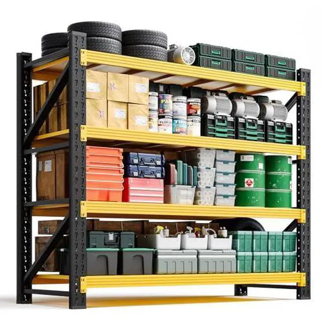 Main image of 3000LBS Heavy Duty Storage Shelves,70" H Metal Garage Shelving Units,4 Tier Large Tall Industrial Shelving,Adjustable Utility Rack Shelf for Warehouse,Basement (Yellow, 48" W x 24" D x 70" H)