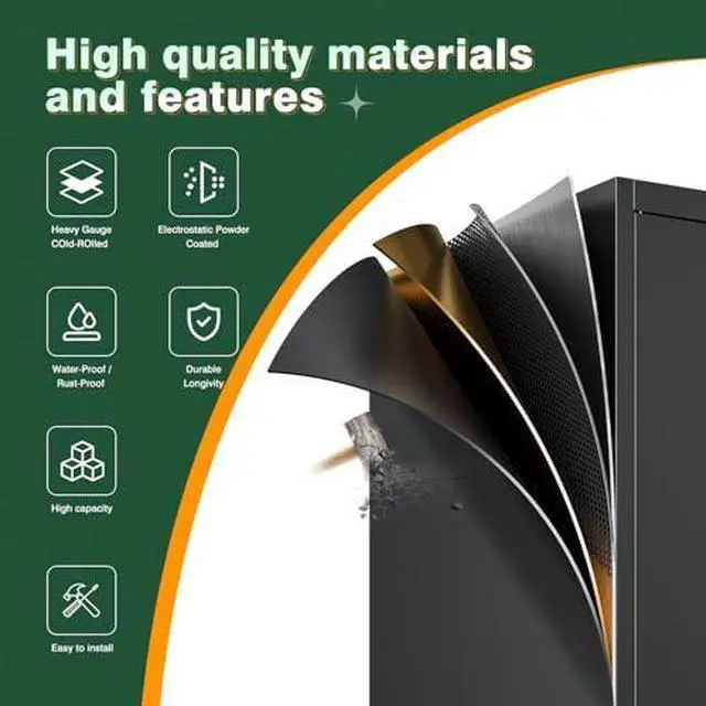 Alt view image 6 of 7 - 71" H Metal Storage Cabinet with 2 Doors and 4 Shelves,Tall Kitchen Pantry Cabinets,Utility Pantry Organizers for Cupboard/Dining/Bathroom/Home Office/Garage (Black, 71" H x 16" D x 32" W)