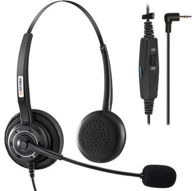 Main image of Phone Headset 2.5mm with Noise Canceling Mic & Volume Control Ultra Comfort Telephone Headset for Panasonic Vtech AT&T Uniden Gigaset Cisco RCA Grandstream Cordless Landline Office Phones