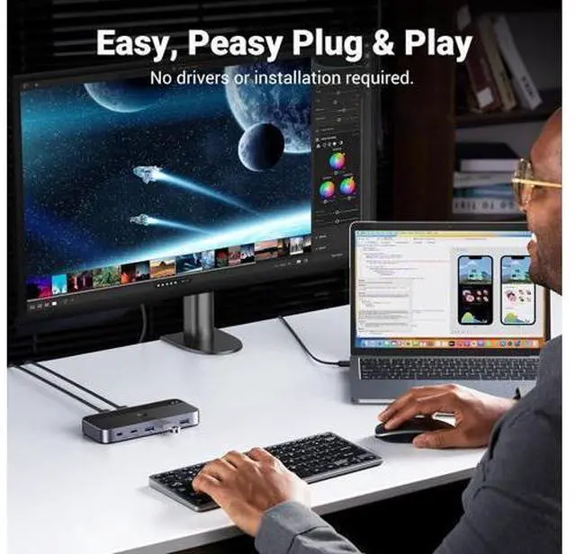 Alt view image 5 of 7 - UGREEN USB 3.0 Switch 2 Computers Sharing USB C & A Devices, 4 Port USB Switcher Sharing Keyboard and Mouse, Printer/Scanner USB Switch Hub for Two Computers with 2 USB3.0 Cables and Remote