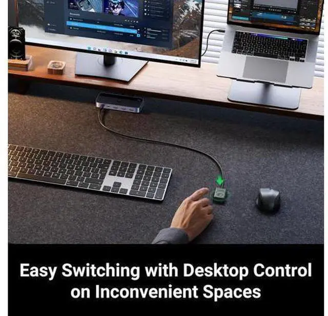 Alt view image 6 of 7 - UGREEN USB 3.0 Switch 2 Computers Sharing USB C & A Devices, 4 Port USB Switcher Sharing Keyboard and Mouse, Printer/Scanner USB Switch Hub for Two Computers with 2 USB3.0 Cables and Remote