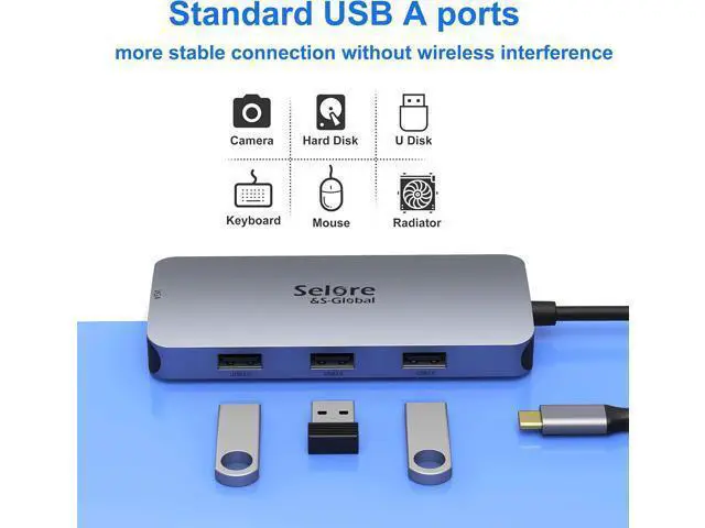 Alt view image 6 of 7 - USB C to Dual HDMI Adapter,7 in 1 USB C Docking Station to Dual HDMI Displayport VGA Adapter,USB C to 3USB 2.0, Multi Monitor Adapter for Dell XPS 13 15,Lenovo Yoga,Huawei Matebook X pro,etc