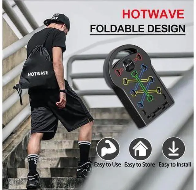 Alt view image 6 of 6 - HOTWAVE Push Up Board Fitness, Portable Foldable 20 in 1 Push Up Bar at Home Gym, Pushup Handles for Floor. Professional Strength Training Equipment For Man and Women,Patent Pending