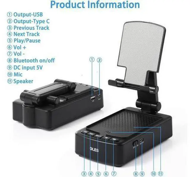 Alt view image 3 of 6 - Gifts for Men, OLES Mobile Phone Stand with Bluetooth for Him Dad Women Who Want Nothing, Adjustable Tablet Holder with Wireless Speaker, Tech Gadgets for Table Desk, Unique Ideal
