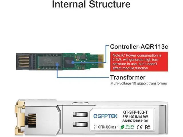 Alt view image 4 of 7 - 10GBASE-T SFP+ to RJ45 Transceiver, 10G Ethernet Copper Module, with 2pcs 1M CAT6 Ethernet Cable, Blue High Speed STP Internet Cable RJ45 Patch Cable for SFP Module, Computer, Laptop, etc