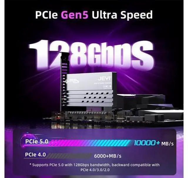 Alt view image 4 of 7 - PCIe 5.0 4X to M.2 NVMe Adapter Card - Aluminum Heatsink for Gen5 SSDs, 128Gbps PCIe 5.0 X4/ X8/ X16 Slot