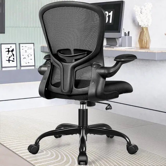 Alt view image 2 of 7 - Office Desk Chairs, Ergonomic PC Desk Chair with Wheels, Adjustable Lumbar Support and Height, Swivel Computer Chair with Flip-up Armrests, Ergo Mesh Backrest for Working (Black, Pack of 10)