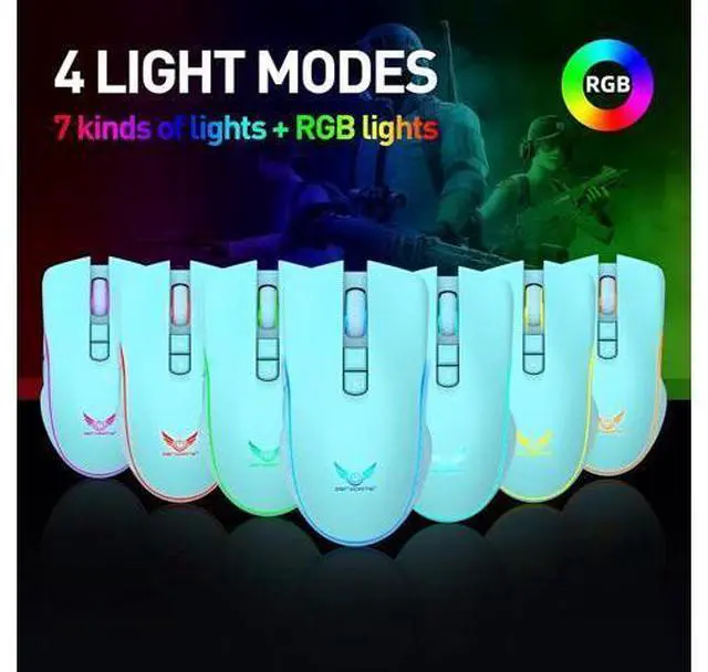 Alt view image 4 of 7 - DIXSG Rechargeable Wireless Gaming Mouse, RGB LED Backlit Mouse with 4 Adjustable DPI, 7 Button, 2.4G USB Optical Gaming Ergonomic Computer Mice for Laptop PC Gamer Computer Desktop (Green) giyqxHw