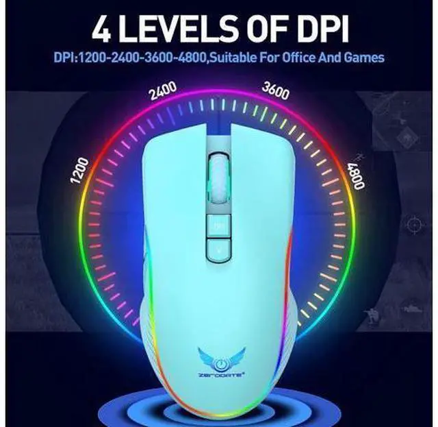 Alt view image 3 of 7 - DIXSG Rechargeable Wireless Gaming Mouse, RGB LED Backlit Mouse with 4 Adjustable DPI, 7 Button, 2.4G USB Optical Gaming Ergonomic Computer Mice for Laptop PC Gamer Computer Desktop (Green) giyqxHw