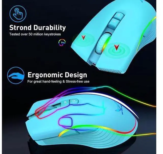 Alt view image 6 of 7 - DIXSG Rechargeable Wireless Gaming Mouse, RGB LED Backlit Mouse with 4 Adjustable DPI, 7 Button, 2.4G USB Optical Gaming Ergonomic Computer Mice for Laptop PC Gamer Computer Desktop (Green) giyqxHw