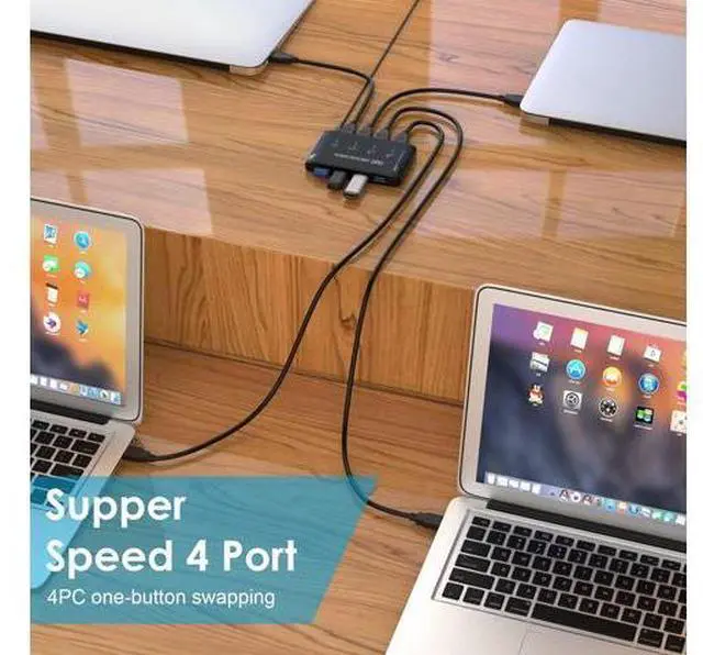 Alt view image 5 of 6 - 4 Ports USB 3.0 Switch 4 in 4 Out, Premium USB Switcher Computers Sharing 4 USB Devices for Keyboard Mouse Printer Scanner, Peripheral Switcher Box Compatible with Mac/Windows/Linux giyqxHw