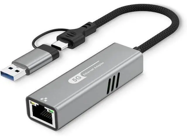 Main image of DIXSG USB to Ethernet Adapter 5Gbps, Aluminum Driver Free USB-C to RJ45 5000Mbps Gigabit Ethernet LAN Network Adapter for i-Phone 16, iPad, Galaxy S25,Switch,Laptop, PC, MacBook,Windows, MacOS, Linux