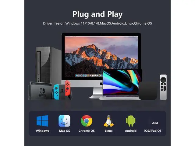 Alt view image 7 of 7 - DIXSG USB to Ethernet Adapter 5Gbps, Aluminum Driver Free USB-C to RJ45 5000Mbps Gigabit Ethernet LAN Network Adapter for i-Phone 16, iPad, Galaxy S25,Switch,Laptop, PC, MacBook,Windows, MacOS, Linux