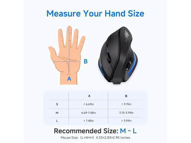 Alt view image 7 of 7 - DIXSG Ergonomic Wireless Mouse, Bluetooth Vertical Mouse with LED Light, Control Up to 3 Devices (BT5.0+BT5.0+2.4GHz), Adjustable DPI 2400/1600/1000, Bluetooth Mouse for PC, Laptop, Mac, Windows