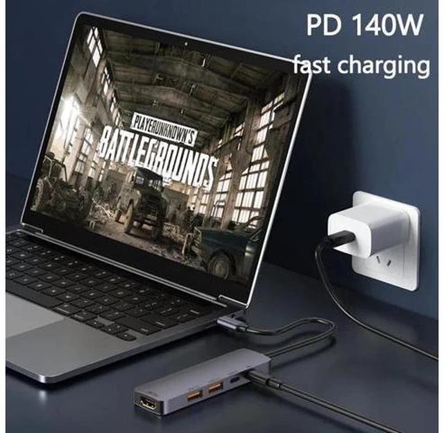 Alt view image 3 of 7 - AUBEAMTO Type C USB Hub, 10Gbps USB C Hub, USB C Splitter with 4K@60HZ HDMI, 1 USB C 3.2 and 2 USB A 3.2 Data Ports, 140W PD, for MacBook, Mac Mini, XPS, Laptop and USB C Devices