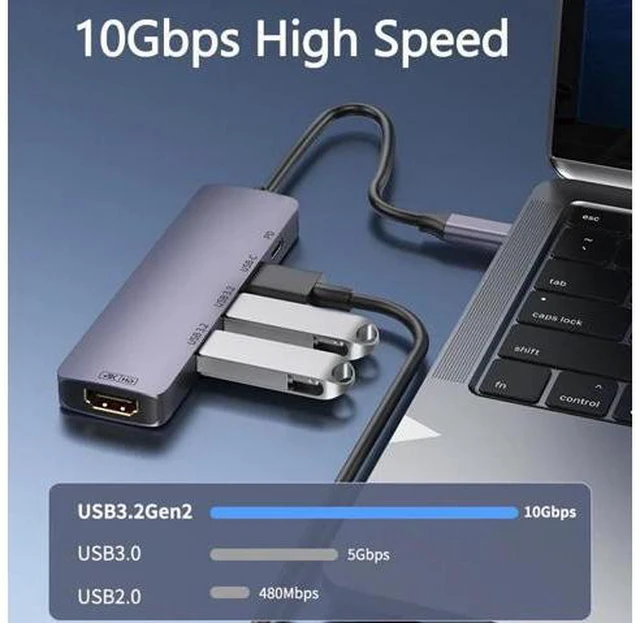 Alt view image 4 of 7 - AUBEAMTO Type C USB Hub, 10Gbps USB C Hub, USB C Splitter with 4K@60HZ HDMI, 1 USB C 3.2 and 2 USB A 3.2 Data Ports, 140W PD, for MacBook, Mac Mini, XPS, Laptop and USB C Devices