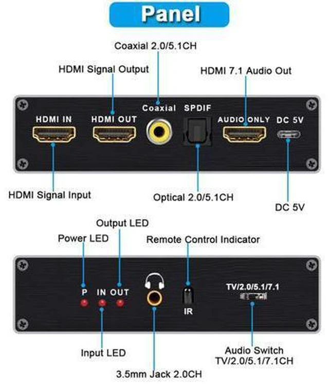 Alt view image 2 of 7 - AUBEAMTO 8K 60Hz HDMI 2.1 Audio Extractor With 7.1CH Atmos & Optical Toslink 48Gbps HDMI Audio Splitter 8K 60Hz HDMI Audio Converter for PS5 XBox One