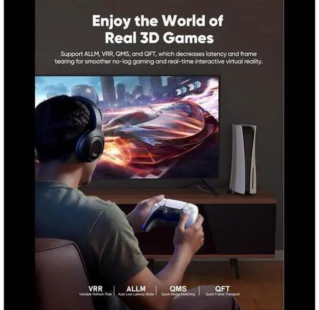 Alt view image 4 of 7 - 16K HDMI 2.2 Cable 3.3FT, 96Gbps Ultra High Speed 16K@60Hz 8K@120Hz 4K@480Hz HDMI Cord, HDCP 2.3 & HDR10 HDMI Cables for PS5/Xbox Series X|S/Roku TV/Gaming PC/Monitor/Blu-ray/Projector