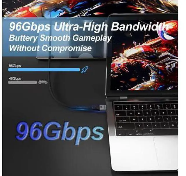 Alt view image 2 of 7 - 16K HDMI 2.2 Cable 3.3FT, 96Gbps Ultra High Speed 16K@60Hz 8K@120Hz 4K@480Hz HDMI Cord, HDCP 2.3 & HDR10 HDMI Cables for PS5/Xbox Series X|S/Roku TV/Gaming PC/Monitor/Blu-ray/Projector