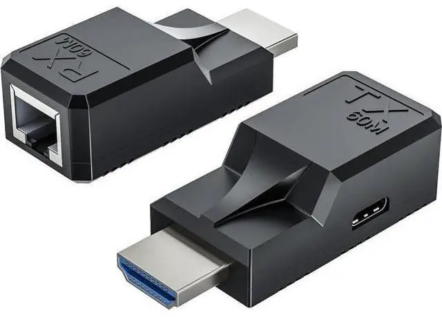 Main image of 196FT HDMI Extender Over Single Ethernet Cat5e/6 Cable, Support Audio Video UHD 1080P@60Hz, HDMI Male to Male RJ45 Network LAN Extender 60M Converter Repeater, for HDTV, PC, PS3/4, Monitor