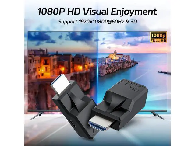 Alt view image 3 of 7 - 196FT HDMI Extender Over Single Ethernet Cat5e/6 Cable, Support Audio Video UHD 1080P@60Hz, HDMI Male to Male RJ45 Network LAN Extender 60M Converter Repeater, for HDTV, PC, PS3/4, Monitor