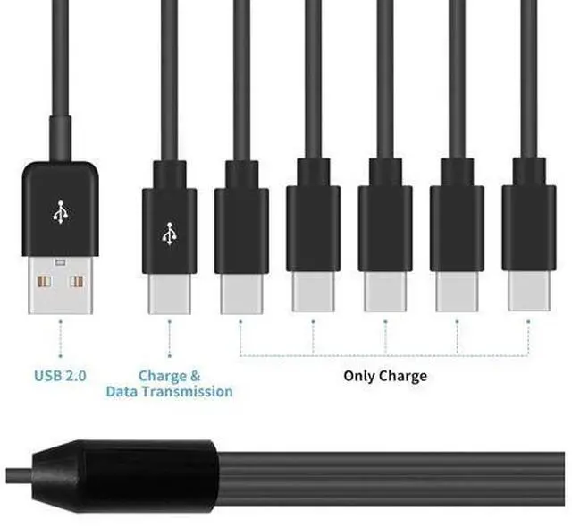 Alt view image 4 of 7 - USB C Splitter Cable - 6 in 1 USB 2.0 Type A to 6 Type-C Male Charger Cable with 3A Fast Charge for Android, Samsung, Tablet, 1.64ft