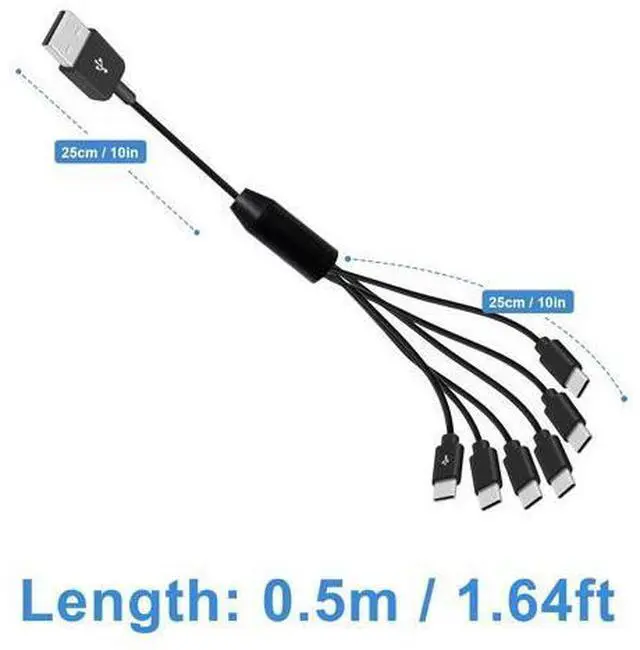 Alt view image 7 of 7 - USB C Splitter Cable - 6 in 1 USB 2.0 Type A to 6 Type-C Male Charger Cable with 3A Fast Charge for Android, Samsung, Tablet, 1.64ft
