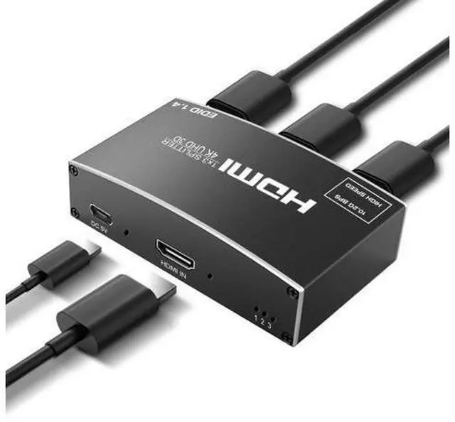 Main image of HDMI Splitter 1 in 3 Out, 4K 1x3 HDMI Splitter Supports 4K@30HZ 2K 1080P UHD HDR 3D for Xbox Roku HDTV PS5/4, HDMI Video Splitter Does Not Support Expansion Without Hdmi Cable