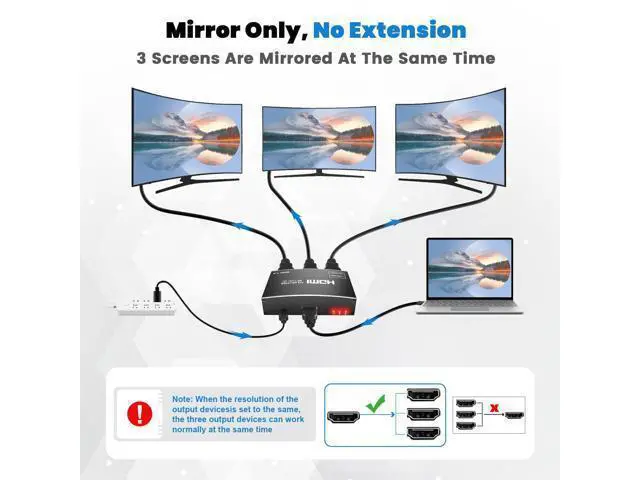 Alt view image 2 of 7 - HDMI Splitter 1 in 3 Out, 4K 1x3 HDMI Splitter Supports 4K@30HZ 2K 1080P UHD HDR 3D for Xbox Roku HDTV PS5/4, HDMI Video Splitter Does Not Support Expansion Without Hdmi Cable